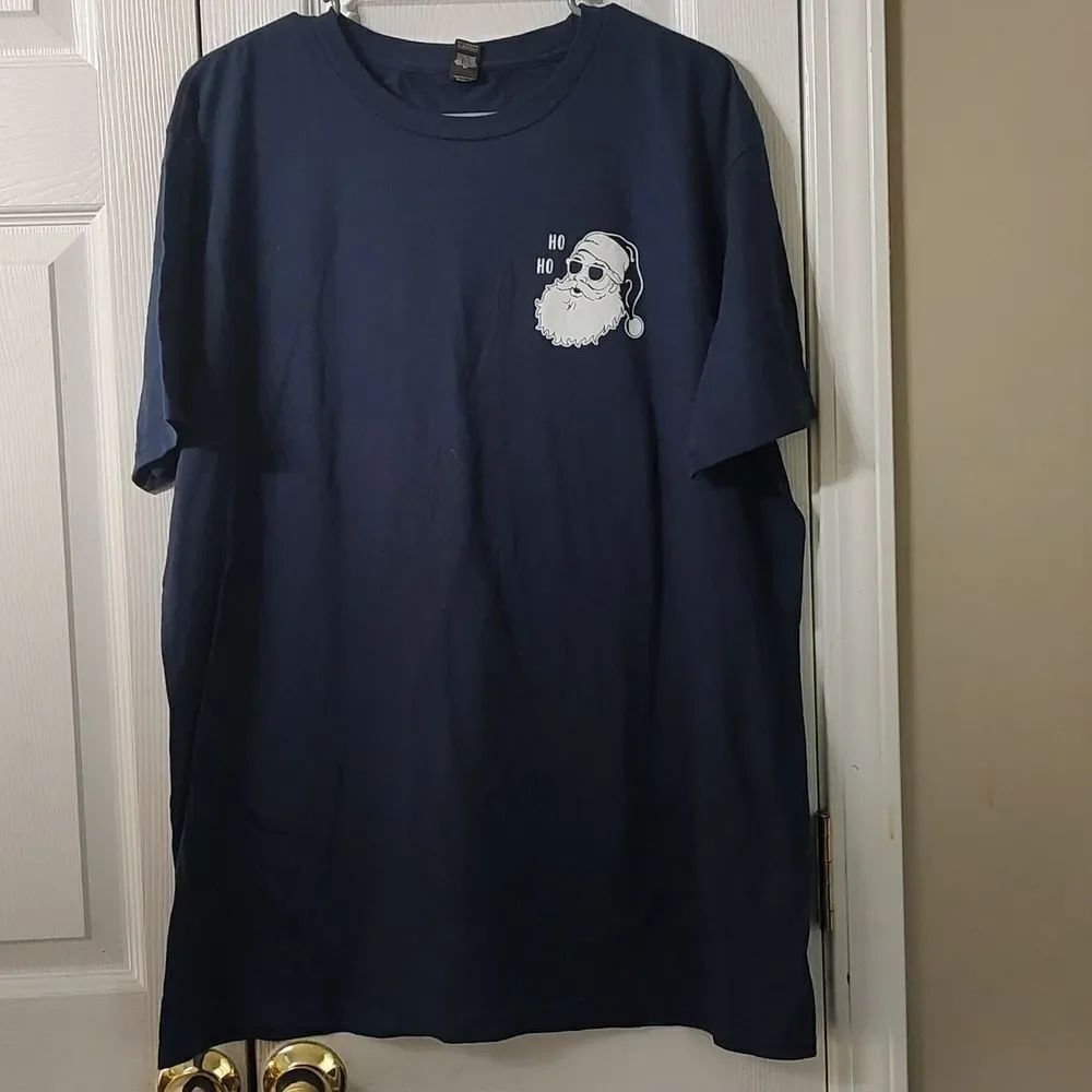Santa HoHoHo navy blue short sleeve Christmas tshirt Christmas Sz XL